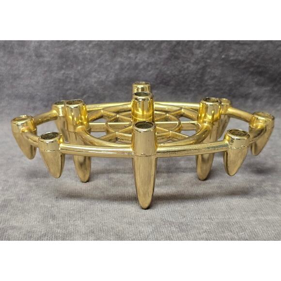 Mid Century Atomic Bullet Style Gold Metal Taper Candle / Pen Holder Faux Brass - Picture 3 of 12